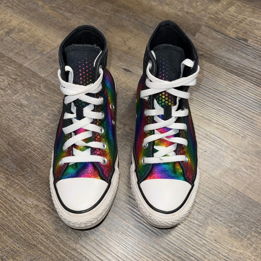 Converse Chuck Taylor All Star High Top Rainbow Metallic Snakeskin Womens 6 - Picture 2 of 10